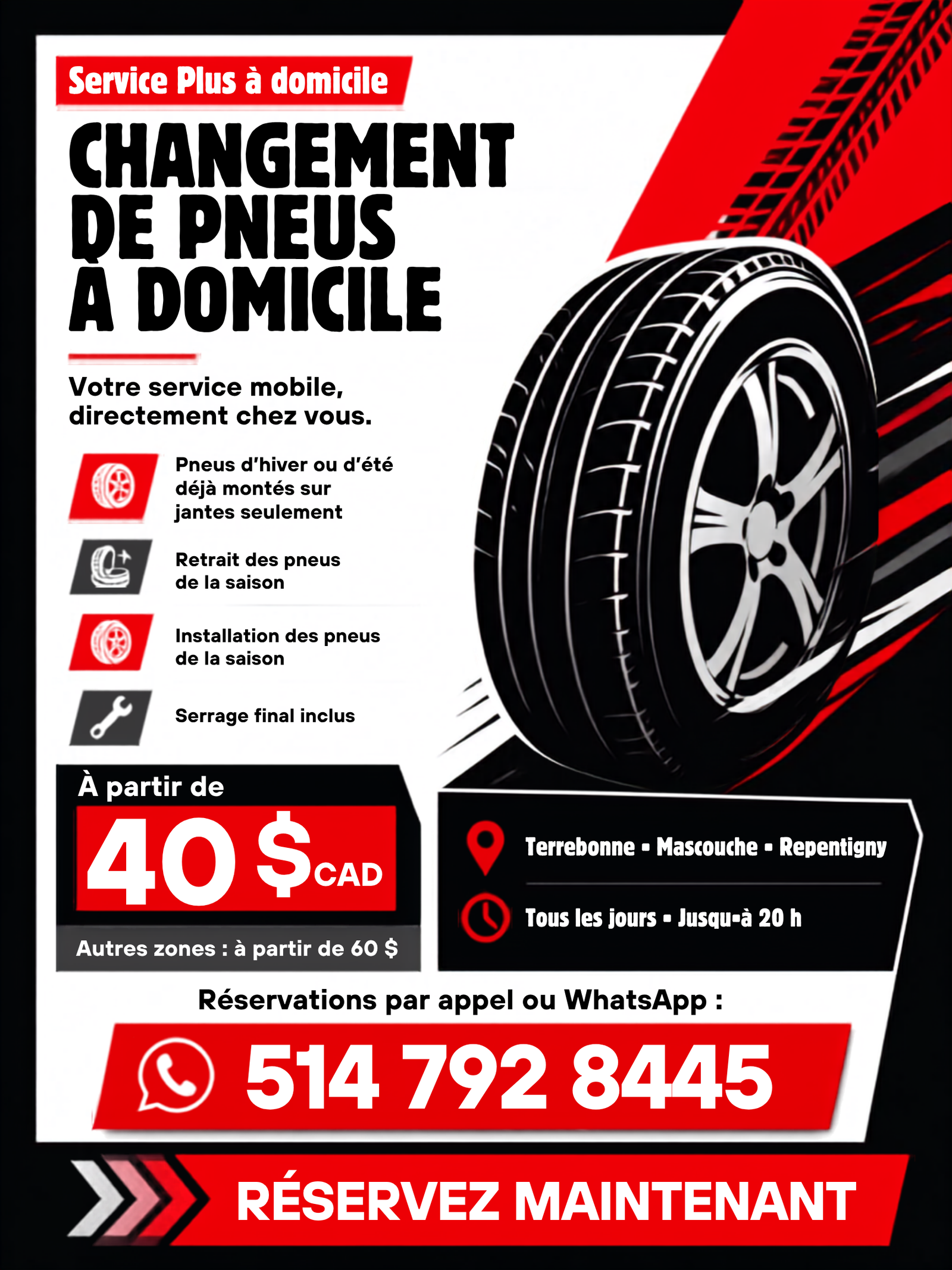 Roues installées sur un véhicule